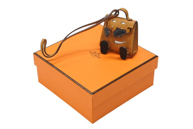 極美品 HERMES エルメス ケリードールチャーム タデラクト×シェブルミゾル オレンジ×ブラウン×ブラック U刻印 アクセサリー 中古 4b008261