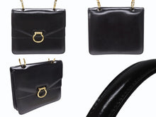 Load image into Gallery viewer, 極美品 CELINE セリーヌ ハンドバッグ ガンチーニ ダブルフラップ ヴィンテージ レザー ブラック ゴールド金具 中古 4b004826