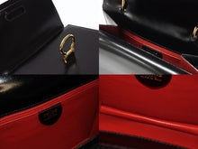 Load image into Gallery viewer, 極美品 CELINE セリーヌ ハンドバッグ ガンチーニ ダブルフラップ ヴィンテージ レザー ブラック ゴールド金具 中古 4b004826
