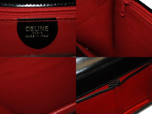 極美品 CELINE セリーヌ ハンドバッグ ガンチーニ ダブルフラップ ヴィンテージ レザー ブラック ゴールド金具 中古 4b004826