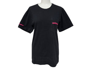 CHROME HEARTS クロムハーツ 半袖Tシャツ サイズS スクロールラベルロゴ プリント CHプラス ブラック ピンク 美品 中古 4b008284