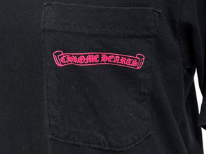 CHROME HEARTS クロムハーツ 半袖Tシャツ サイズS スクロールラベルロゴ プリント CHプラス ブラック ピンク 美品 中古 4b008284