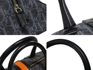 極美品 CHRISTIAN DIOR クリスチャンディオール トロッターライン ハンドバッグ 02-B0-1015 ネイビー オレンジ シルバー金具 中古 4b008289