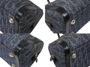 極美品 CHRISTIAN DIOR クリスチャンディオール トロッターライン ハンドバッグ 02-B0-1015 ネイビー オレンジ シルバー金具 中古 4b008289