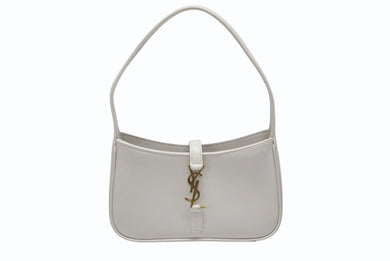 SAINT LAURENT サンローラン カサンドラロゴ ミニ ハンドバッグ 710318 2R20W ホワイト カーフスキン スウェード ゴールド金具 美品 中古 4b008292