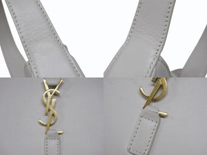 SAINT LAURENT サンローラン カサンドラロゴ ミニ ハンドバッグ 710318 2R20W ホワイト カーフスキン スウェード ゴールド金具 美品 中古 4b008292