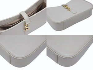 SAINT LAURENT サンローラン カサンドラロゴ ミニ ハンドバッグ 710318 2R20W ホワイト カーフスキン スウェード ゴールド金具 美品 中古 4b008292