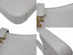 SAINT LAURENT サンローラン カサンドラロゴ ミニ ハンドバッグ 710318 2R20W ホワイト カーフスキン スウェード ゴールド金具 美品 中古 4b008292