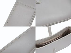 SAINT LAURENT サンローラン カサンドラロゴ ミニ ハンドバッグ 710318 2R20W ホワイト カーフスキン スウェード ゴールド金具 美品 中古 4b008292
