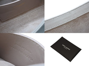 SAINT LAURENT サンローラン カサンドラロゴ ミニ ハンドバッグ 710318 2R20W ホワイト カーフスキン スウェード ゴールド金具 美品 中古 4b008292