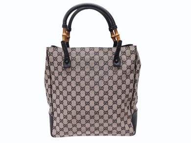 極美品 GUCCI グッチ バンブー トートバッグ 112530 ピンク ブラック レザー GGキャンバス ブラック金具 中古 4b008302