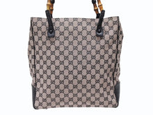 Load image into Gallery viewer, 極美品 GUCCI グッチ バンブー トートバッグ 112530 ピンク ブラック レザー GGキャンバス ブラック金具 中古 4b008302