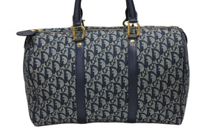 Christian Dior クリスチャンディオール トロッター ハンドバッグ CP0070 ガリアーノ期 ネイビー 美品 中古 4b008304