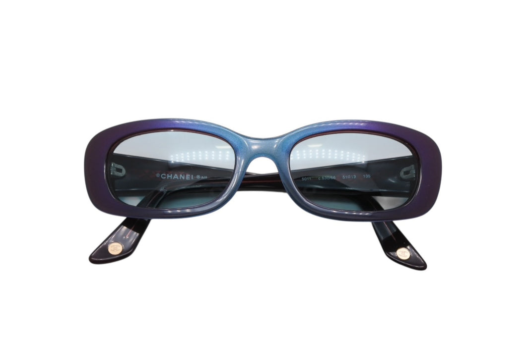 CHANEL シャネル スクエア サングラス アイウェア 5011 c.530/66 サイズ51□19 135 ココマーク 玉虫色 美品 中古 4b008310