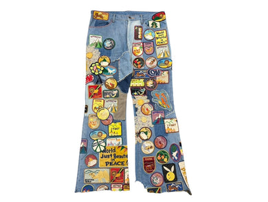 KAPITAL キャピタル 2023SS Denim 5P Rat Flare Pants パッチワーク ワッペン リメイク K2210LP113 サイズ38 フレア デニムパンツ 美品 中古 4b008313