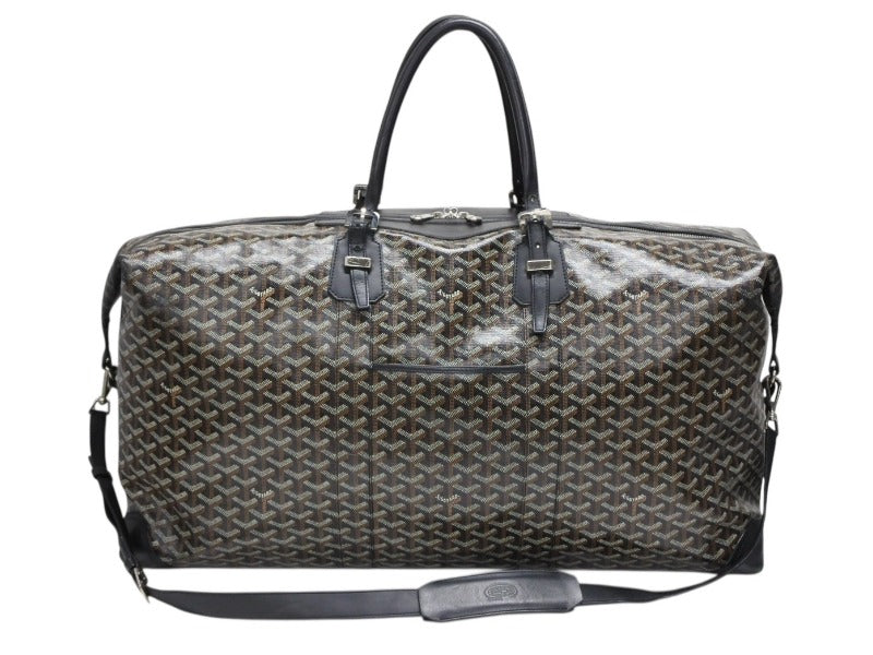 GOYARD ゴヤール ボーイング65 ボストンバッグ ヘリンボーン ゴヤールデインキャンバス ブラック シルバー金具 スト付き 美品 中古 4b008317