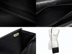 極美品 CHANEL シャネル パッチワーク BORO チェーンショルダーバッグ ココマーク 25番台 デニム ツイード ブラック シルバー 中古 4b008319