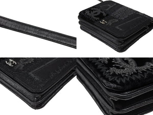 極美品 CHANEL シャネル パッチワーク BORO チェーンショルダーバッグ ココマーク 25番台 デニム ツイード ブラック シルバー 中古 4b008319