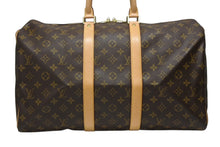 Load image into Gallery viewer, 極美品 LOUIS VUITTON ルイヴィトン モノグラム キーポル45 ボストンバッグ M41428 PVC ヌメ革 ブラウン ゴールド金具 中古 4b008379