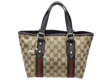 Load image into Gallery viewer, GUCCI グッチ ハンドバッグ シェリーライン 139261 213048 イタリア製 ベージュ レッド グリーン GGキャンバス レザー 美品 中古 4b008382