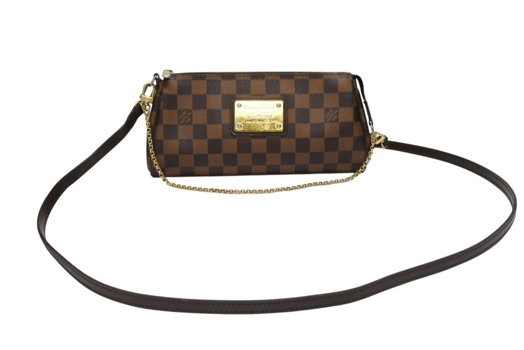 LOUIS VUITTON ルイヴィトン ダミエ エベヌ エヴァ ショルダーバッグ N55213 ブラウン ロゴ 斜め掛け 鞄 美品 中古 4b008389