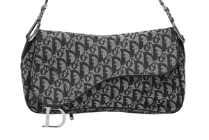 Christian Dior クリスチャンディオール トロッター サドル ワンショルダーバッグ 01-RU-0035 ブラック ガリアーノ期 美品 中古 4b008397