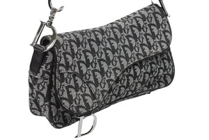 Christian Dior クリスチャンディオール トロッター サドル ワンショルダーバッグ 01-RU-0035 ブラック ガリアーノ期 美品 中古 4b008397