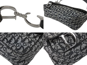 Christian Dior クリスチャンディオール トロッター サドル ワンショルダーバッグ 01-RU-0035 ブラック ガリアーノ期 美品 中古 4b008397