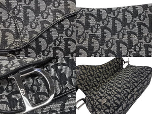 Christian Dior クリスチャンディオール トロッター サドル ワンショルダーバッグ 01-RU-0035 ブラック ガリアーノ期 美品 中古 4b008397