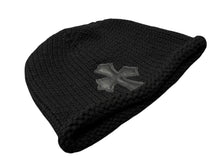 Load image into Gallery viewer, 極美品 CHROME HEARTS クロムハーツ クロスパッチ ニットキャップ ビーニー カシミヤ レザー シルバー925 ブラック 中古 4b008404