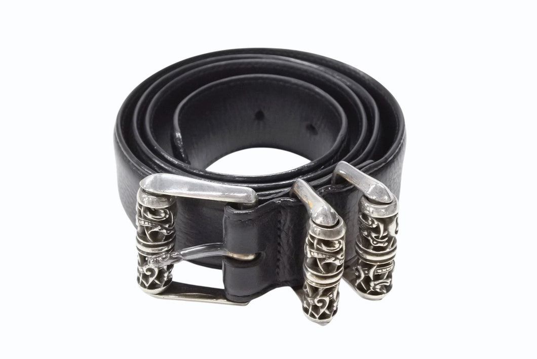 CHROME HEARTS クロムハーツ BLT CLT ROLLER 3PC/3PCケルティックローラー SIZE36 全長114cm レザーベルト ブラック 美品 中古 4b008443