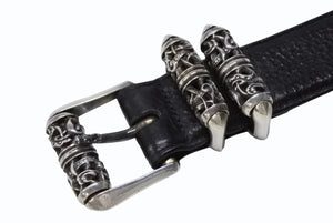 CHROME HEARTS クロムハーツ BLT CLT ROLLER 3PC/3PCケルティックローラー SIZE36 全長114cm レザーベルト ブラック 美品 中古 4b008443