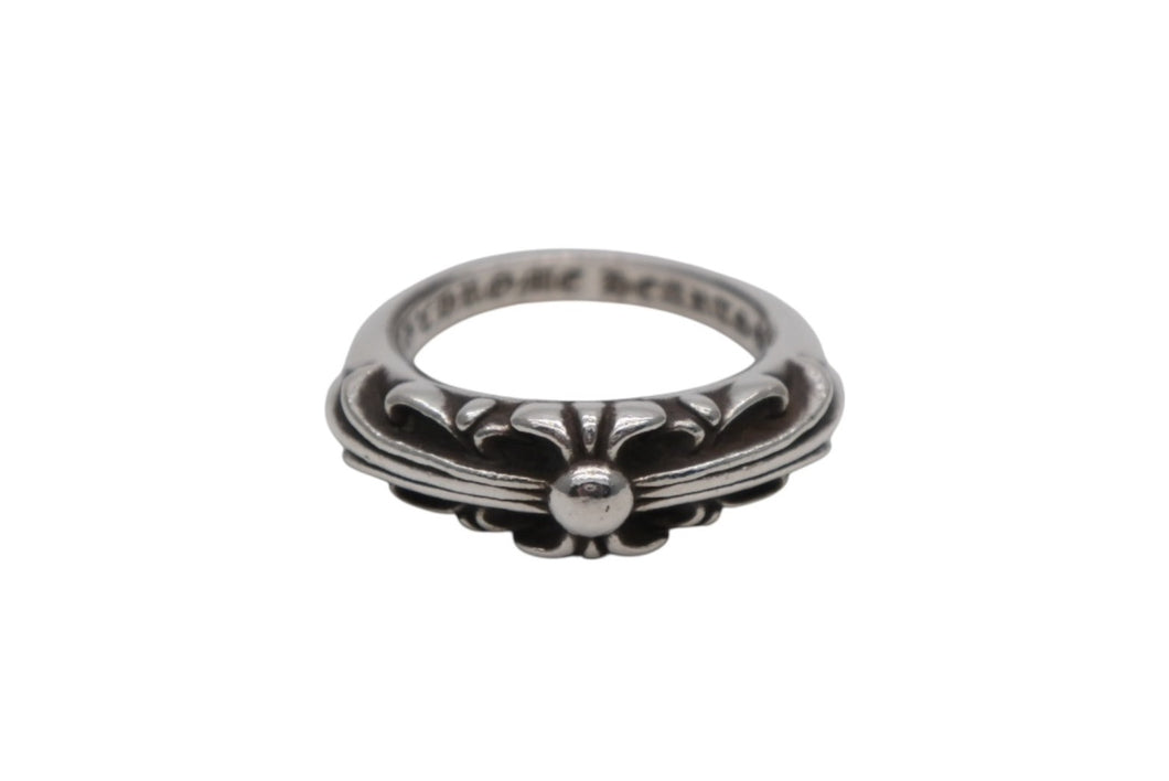 極美品 CHROME HEARTS クロムハーツ ベイビークラシック フローラルクロスリング 指輪 重量約5.1g サイズ5.5号 シルバー925 中古 4b008455