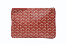 Load image into Gallery viewer, 極美品 GOYARD ゴヤール セナMM クラッチバッグ ヘリンボーン柄 レッド PVC レザー 中古 4b008475