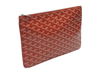Load image into Gallery viewer, 極美品 GOYARD ゴヤール セナMM クラッチバッグ ヘリンボーン柄 レッド PVC レザー 中古 4b008475