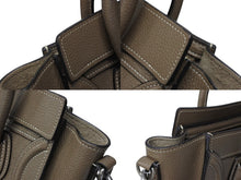 Load image into Gallery viewer, CELINE セリーヌ ハンドバッグ ショルダーバッグ 2way ラゲージナノショッパー カーフ メタルブラック金具 ベージュ 美品 中古 4b008495