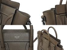 Load image into Gallery viewer, CELINE セリーヌ ハンドバッグ ショルダーバッグ 2way ラゲージナノショッパー カーフ メタルブラック金具 ベージュ 美品 中古 4b008495
