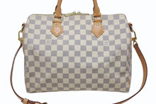 Load image into Gallery viewer, 極美品 LOUIS VUITTON ルイヴィトン スピーディバンドリエール30 N41373 ダミエアズールキャンバス ホワイト ブラウン 中古 4b008501