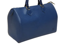 画像をギャラリービューアに読み込む, LOUIS VUITTON ルイヴィトン スピーディ30 エピ ハンドバッグ ボストンバッグ M43005 PVC レザー ブルー ゴールド金具 美品 中古 4b008518