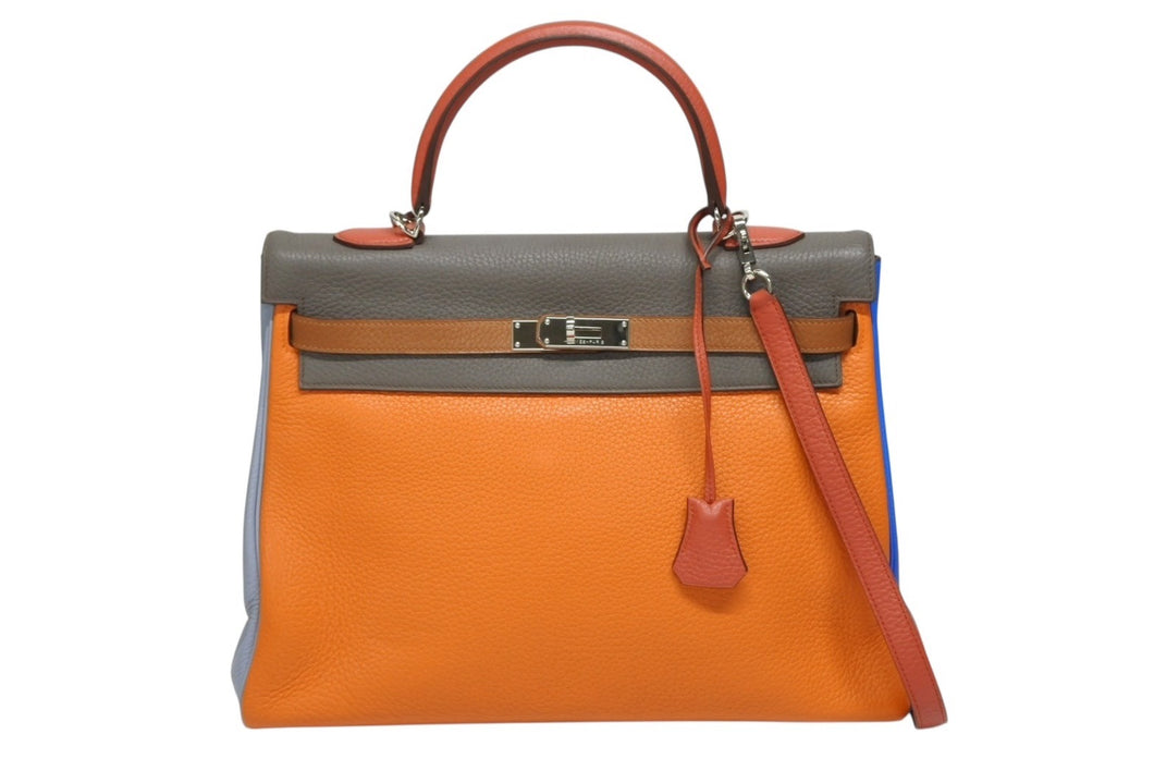 HERMES エルメス KELLY ケリー35 アルルカン ハンドバッグ トリヨンクレマンス シルバー金具 □P刻印 美品 中古 4b008541