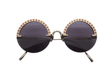 Load image into Gallery viewer, MASUNAGA 増永眼鏡 BOTAN ボタン ラウンドサングラス アイウェア サイズ56◻︎23-140 ゴールド 22FW 美品 中古 4b008548