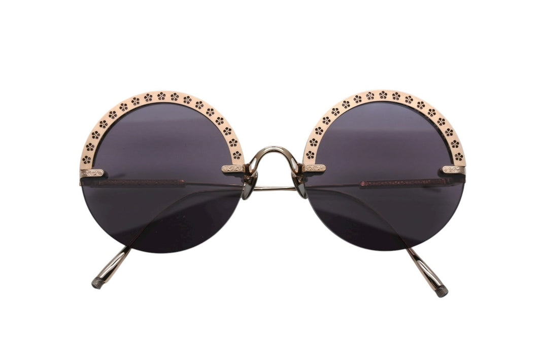 MASUNAGA 増永眼鏡 BOTAN ボタン ラウンドサングラス アイウェア サイズ56◻︎23-140 ゴールド 22FW 美品 中古 4b008548