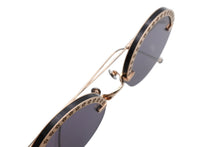 Load image into Gallery viewer, MASUNAGA 増永眼鏡 BOTAN ボタン ラウンドサングラス アイウェア サイズ56◻︎23-140 ゴールド 22FW 美品 中古 4b008548