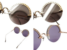 Load image into Gallery viewer, MASUNAGA 増永眼鏡 BOTAN ボタン ラウンドサングラス アイウェア サイズ56◻︎23-140 ゴールド 22FW 美品 中古 4b008548