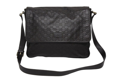 GUCCI グッチ ショルダーバッグ メッセンジャーバッグ GGマーク 223665 レザー ブラウン ブラック 美品 中古 4b008573