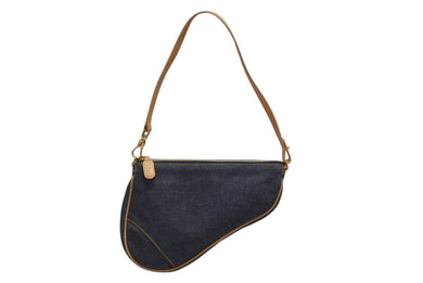 極美品 Christian Dior クリスチャンディオール ガリアーノ期 サドルポーチ アクセサリーポーチ MC1001 デニム 中古 4b008585