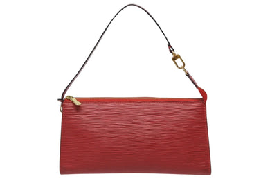 極美品 LOUIS VUITTON ルイヴィトン ポシェット アクセソワール アクセサリーポーチ M52947 エピ レザー レッド ゴールド金具 中古 4b008589