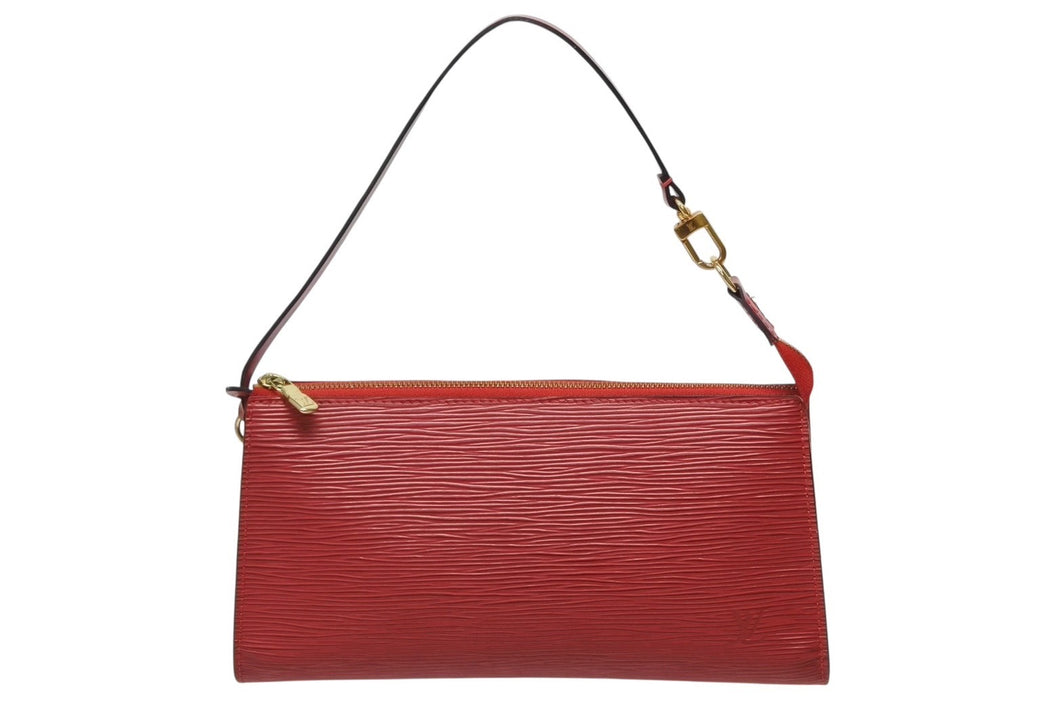 極美品 LOUIS VUITTON ルイヴィトン ポシェット アクセソワール アクセサリーポーチ M52947 エピ レザー レッド ゴールド金具 中古 4b008589