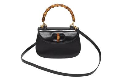 GUCCI グッチ バンブー ハンドバッグ 000 099 0633 カーフスキン ブラック ゴールド金具 バンブー 美品 中古 4b008640