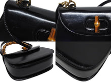 画像をギャラリービューアに読み込む, GUCCI グッチ バンブー ハンドバッグ 000 099 0633 カーフスキン ブラック ゴールド金具 バンブー 美品 中古 4b008640